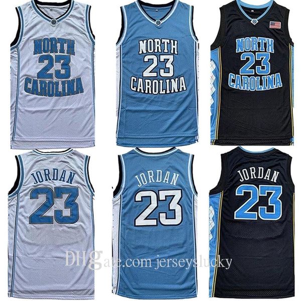 2021 Высочайшее качество Мужчины NCAA North Carolina Tar Heels 23 Michael Jersey UNC Колледж Баскетбольные майки Черная белая синяя рубашка Размер S-2XL