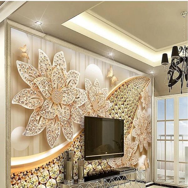 

wallpapers custom large mural 3d wallpaper fashion modern luxury creative abstract jewelry flower decoration tv wall decor 5d embossed