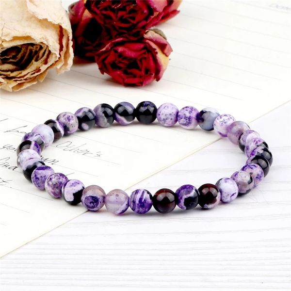 

beaded, strands handmade natural stone green fire agates beads bracelet men yoga elastic jewelry fashion beaded charm bracelets for women gi, Black