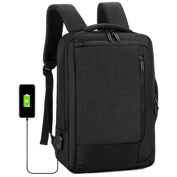 

backpack waterproof men lap15 inch usb charging computer bags male nylon black big capacity multifunctional bagpack