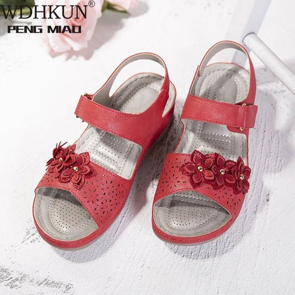 

women sandals summer retro shoes wedges casual ladies vintage platform plus size woman fashion footwear 2021, Black
