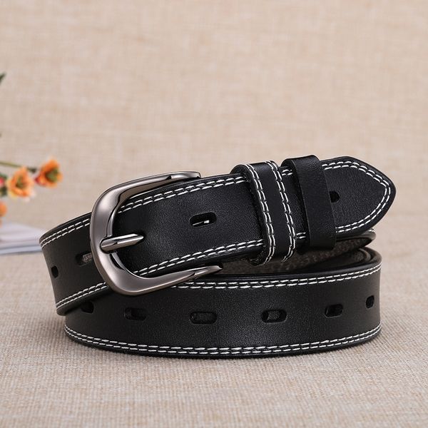

5vQY leather belts antique pincasual women's trouser korean versatile pin pure cow leather belt women's fashion, Black;brown