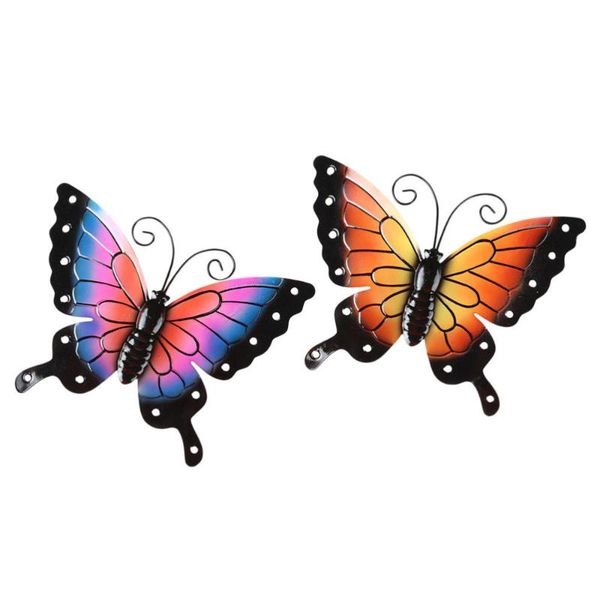 

decorative objects & figurines 2pcs metal butterflies double wall decor