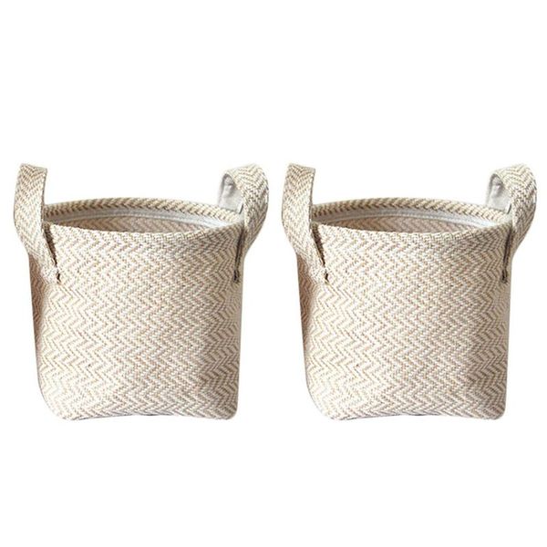 

storage baskets 2 pcs woven basket rope flower pot dirty clothes laundry hamper with handles office desksundries organizer box