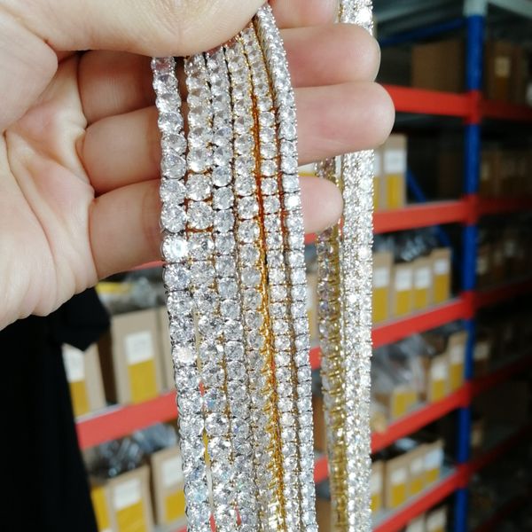 

new fashion charm tennis chain necklace hip hop jewelry choker brass cubic zircon men cz iced out curb cuban link chains 3mm 4mm 5mm punk pa, Black