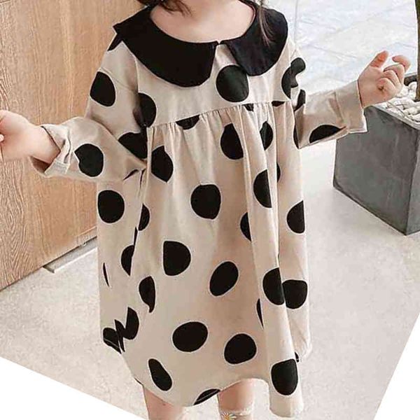 

girl's dresses polka dot long sleeve princess children's children clothes girl clothing n86m, Red;yellow