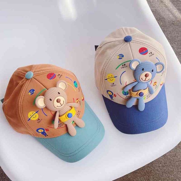

spring arrival girls fashion cartoon bear hats kids baseball hat 210528, Yellow