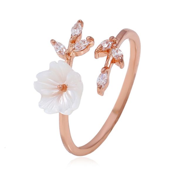 

accessories branch flower opening ring simple creative jewelry, Black