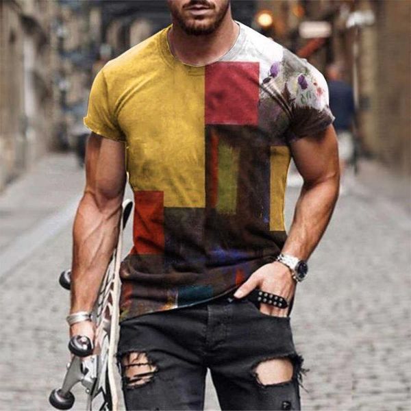 T-shirt da uomo Plus T-shirt da polo Art Graffiti T-shirt da uomo T-shirt con stampa di moda retrò Streetwear Sport T-shirt muscolari Top Estate Casual T-shirt oversize 6XL