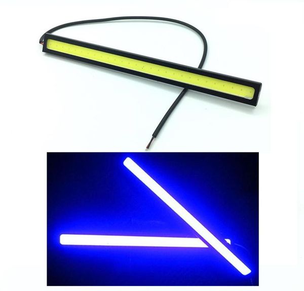 

emergency lights universal 17cm drl led panel cob strip car daytime running blue light waterproof auto lamp signal bulb