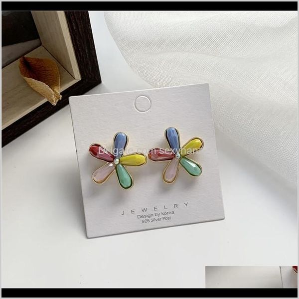 

jewelry drop delivery 2021 south korea xuan elegant wind sen is a super fairy french earrings petal crystal female temperament stud awv12, Golden;silver