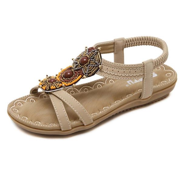 

sandals women bohemian summer rhinestone lady sandalias clip toe bandage beach shoes fashion street footwears zapatos, Black
