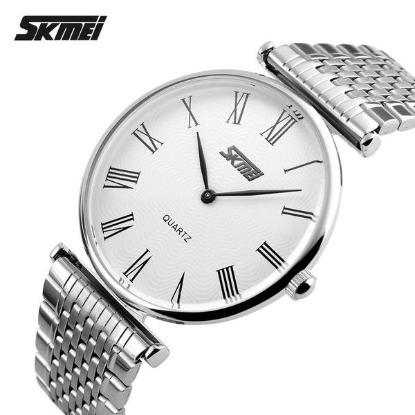 

wristwatches skmei women watches full steel analog quartz wrist watch ultra thin men's montre relojes hombre 2021, Slivery;brown