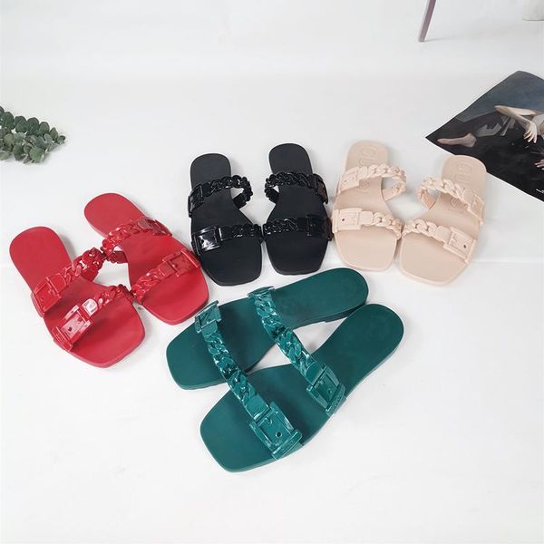 

summer brand pvc flat slippers women's shoes non-slip travel beach with holiday jelly, Black