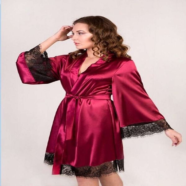 

bathrobe imitation silk black home clothes fashion comfortable lace bathrobe pajamas fun suit