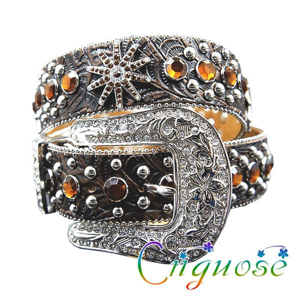 

belts 2021 retro casual female leather pure cowhide style street wide fashion rhinestone rivets all-match jeans pin buckle belt, Black;brown