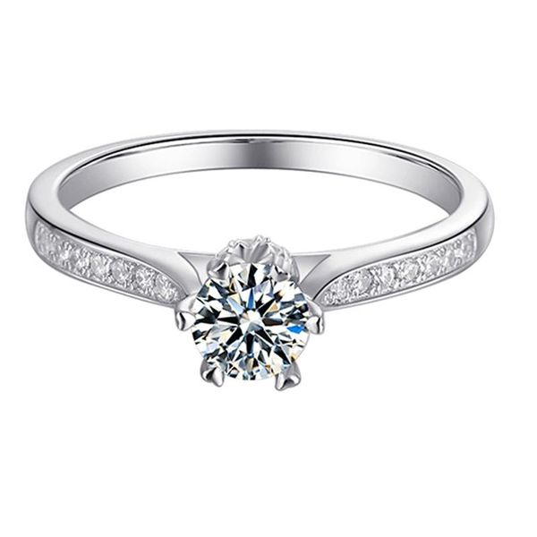 

luxury 100% 925 sterling silver cut real 0.5 d color moissanite wedding rings for women sparkling party fine jewelry gift cluster, Golden;silver