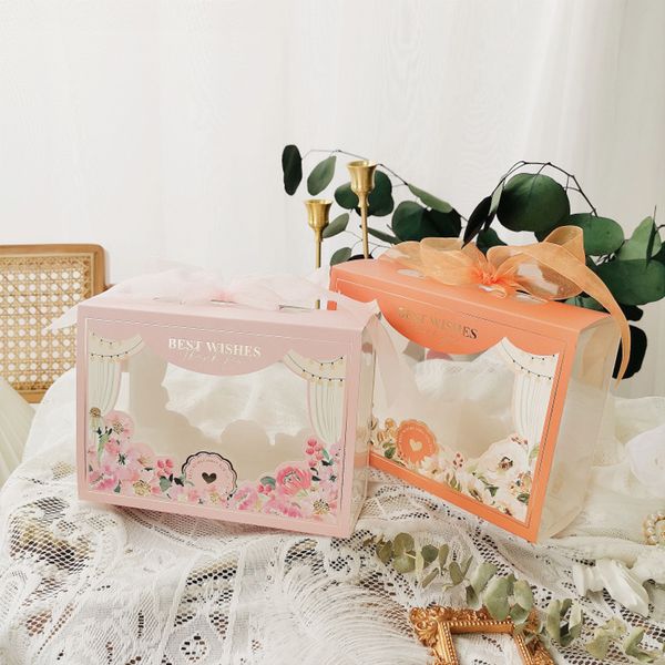 100 pcs caixas de bolo de casamento caixa de presente de chocolate biscoito pão biscoito doces bebê chuveiro decoração dessert empacotamento