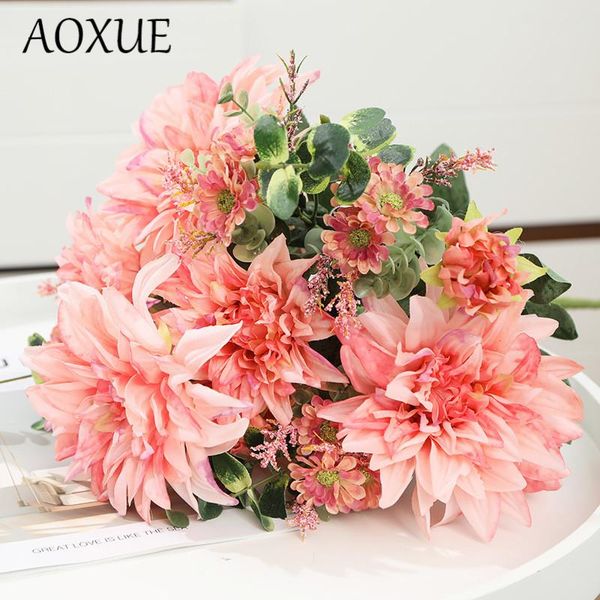 

artificial flower oriental dahlia fake pography wedding home decoration scorpio peony bouquet flowers decorative & wreaths