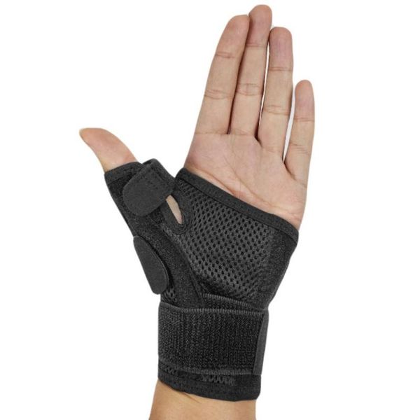 

adjustable wristband steel wrist brace support removable arthritis sprain carpal tunnel splint wrap protector, Black;red