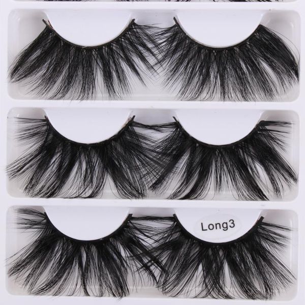 

false eyelashes 5 pairs 25mm 3d mink soft wispies eye lashes handmade super long cruelty-volume makeup fake
