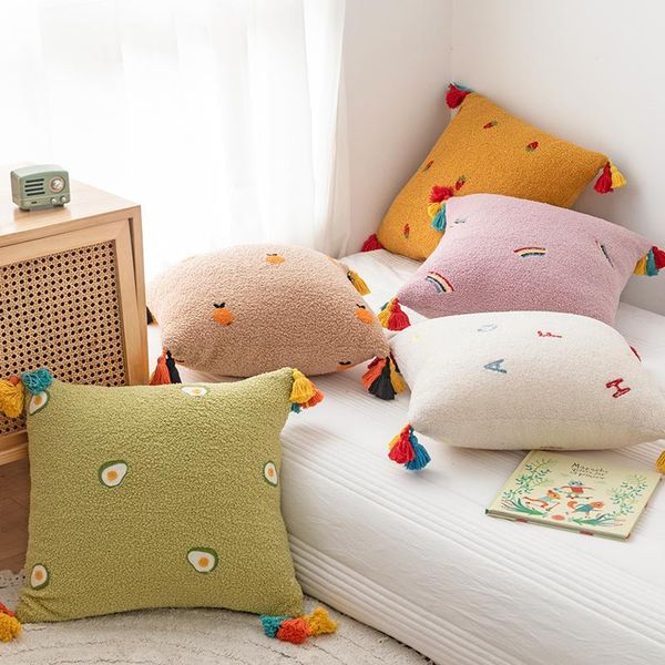 

cushion/decorative pillow cushion cover 45x45cm pillowcase fluffy comfortable embroidery home decoration rainbow