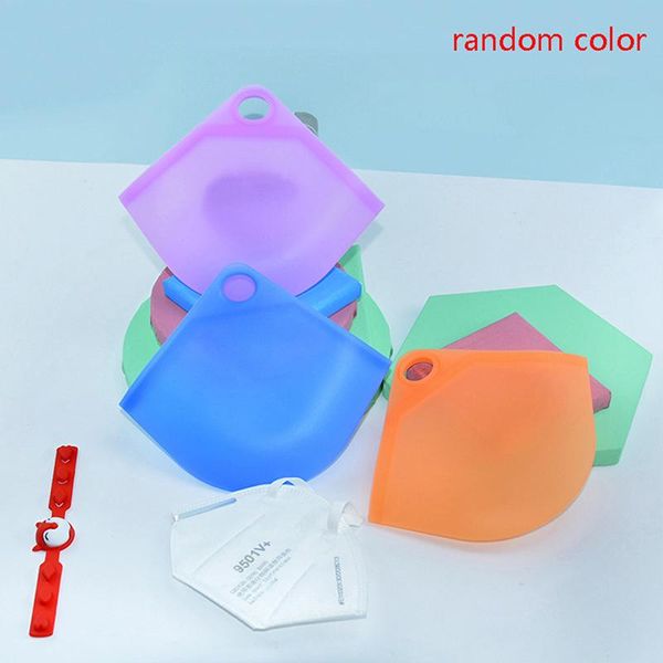 

storage bags 1pc silicone flat type mask box foldable clip dust-proof pollution-proof security holder
