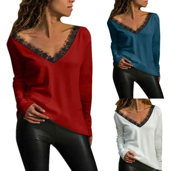 

polo black lace crochet shirt with in deep t-shirts for women dipping hollow cleavage form v return open, White