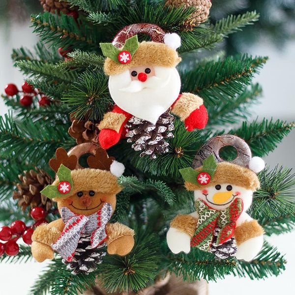 

christmas decorations 2021 year gift cute plush ball pendant mini snowman hanging pompom doll xmas tree ornament decor