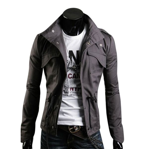 

dign spring men et stand collar personality basic ets mens casual slim type coat hombre invierno pockets outwears clothing, Black;brown