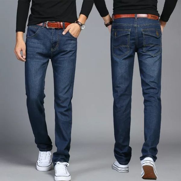 

Men's spring and summer young fat man large jeans casual pants straight, Blue