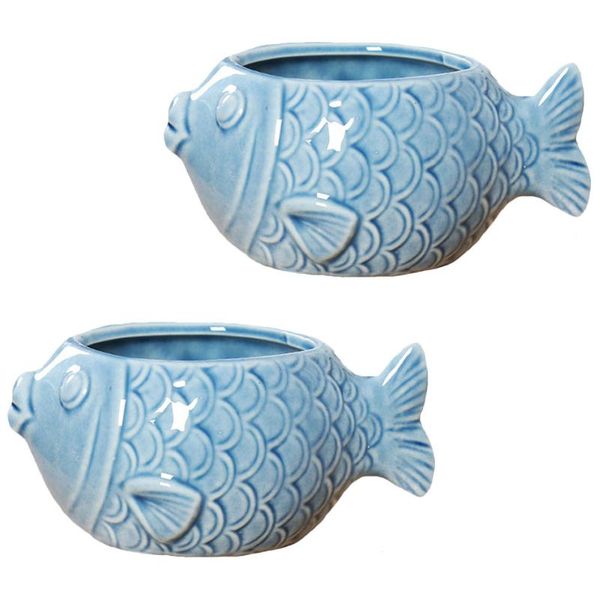 

shower curtains 2pcs cartoon fish succulent plant pots ceramic pot planter home decoration