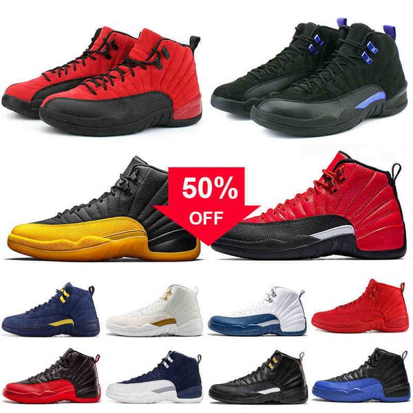 

new reverse flu game 12 12s basketball shoes dark concord playoff game royal university gold mens fashion trainers sports sneakers 7 -13, Black
