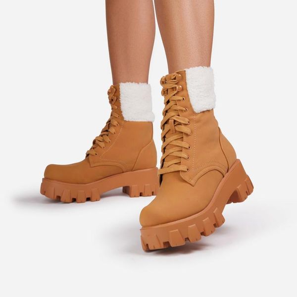 

boots 2021 high heels platform lace-up casual sport shoes winter motorcycle mujer fashion chunky pu leather ankle botas lady, Black