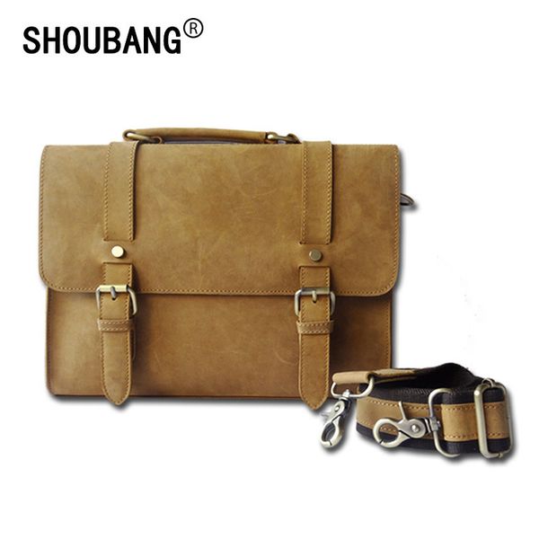 

diagonal men's bag crazy horse leather shoulder simple briefcase 818-202