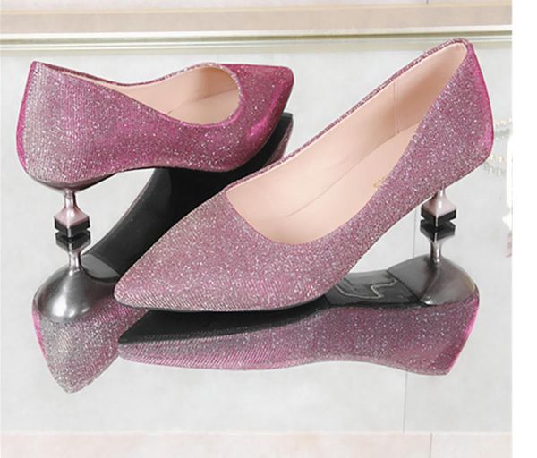 

women's shoes in spring and autumn sequined cloth low heel pointed end @26, Black