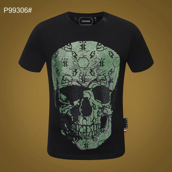 

plein bear t shirt mens designer tshirts brand clothing rhinestone skull men t-shirts classical hip hop streetwear tshirt casual tees pb 112, White;black