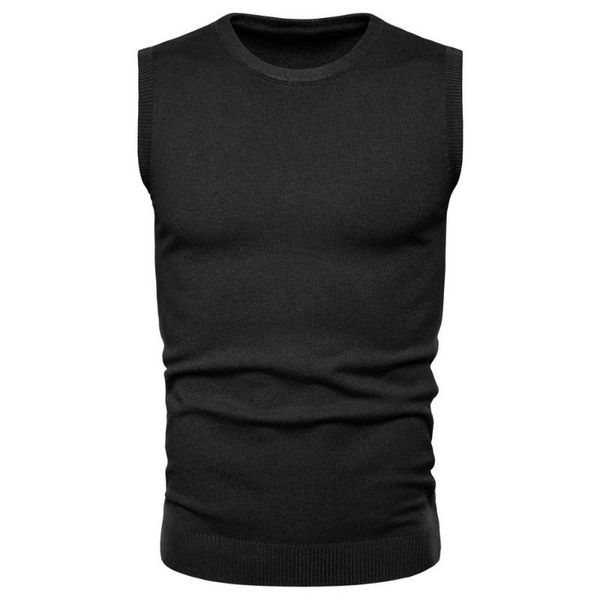 

men's vests autumn and winter solid color round neck pullover knit vest sleeveless sweater large size j791, Black;white