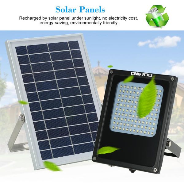 

solar lamps powered floodlight 120 led lights ip65 waterproof outdoor security for home, garden, lawn