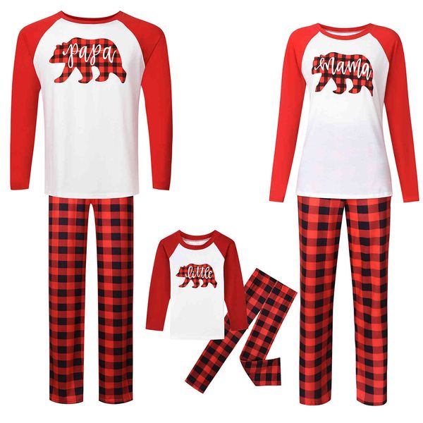 

Sleepwear Fashion Pajamas Bear Print Parent Child Suit Two Piece, Picture color