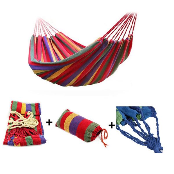 

hammocks strong outdoor picnic garden hammock hang bed portable travel camping swing canvas stripe furniture
