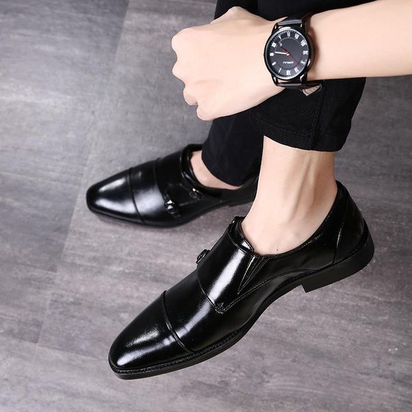 

dress shoes office leather men loafers formal mens size 48 wedding party for oxfords italian style, Black
