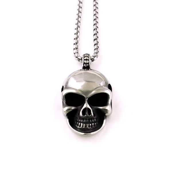 

pendant necklaces personality skull skeleton pattern necklace cool and fashion vintage style charm stainless steel provide drop, Silver