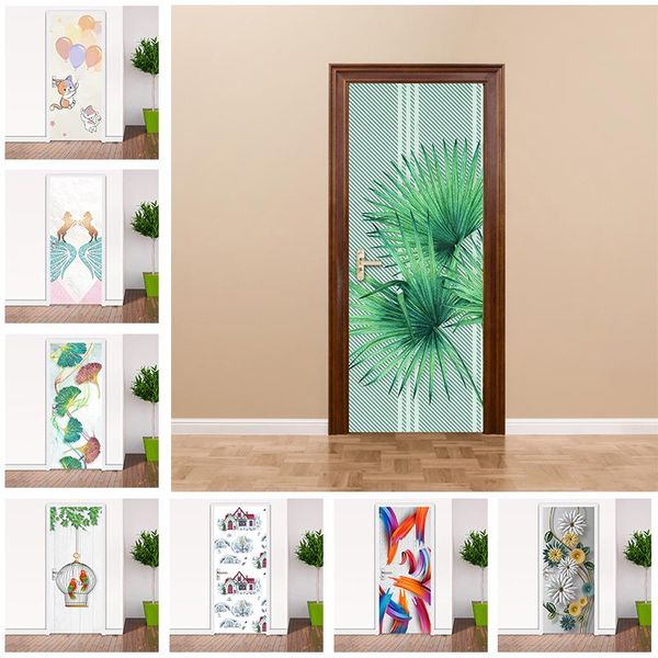

wallpapers cartoon door sticker waterproof pvc diy self-adhesive 3d stereoscopic wallpaper for bathroom living room doors home decor po
