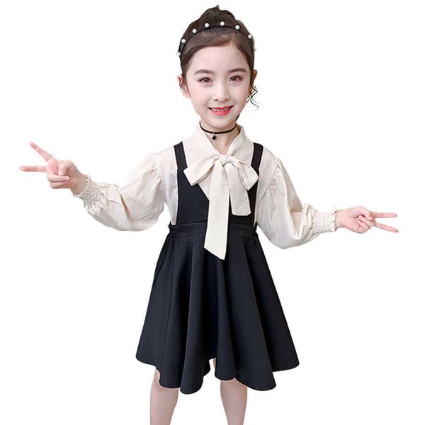 

children clothes blouse + vest for girls solid color girl clothing spring autumn children's 6 8 10 12 14 210528, White