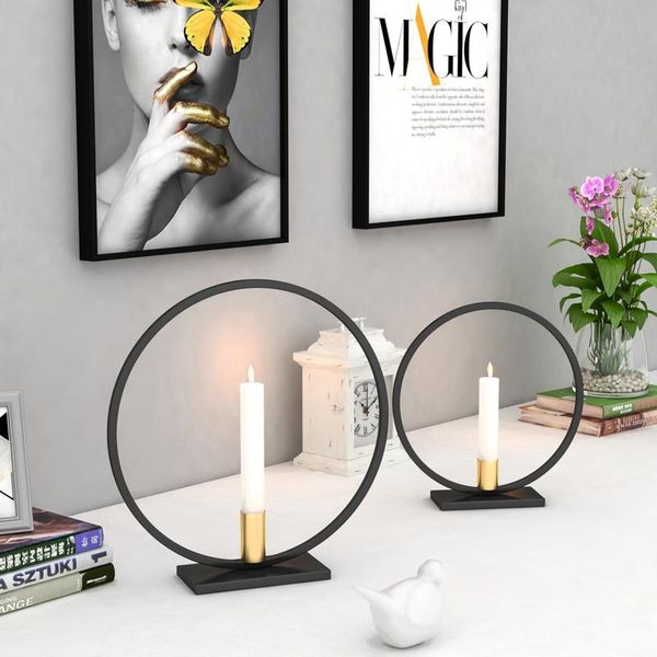 

candle holders golden metal round iron candlesticks wedding centerpieces for tables decoration ornament christmas party crafts