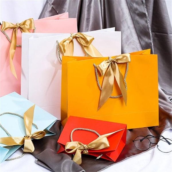 

gift wrap 1pc bag present paper with ribbon handle colorful wedding packaging box favors birthday party clothes wig