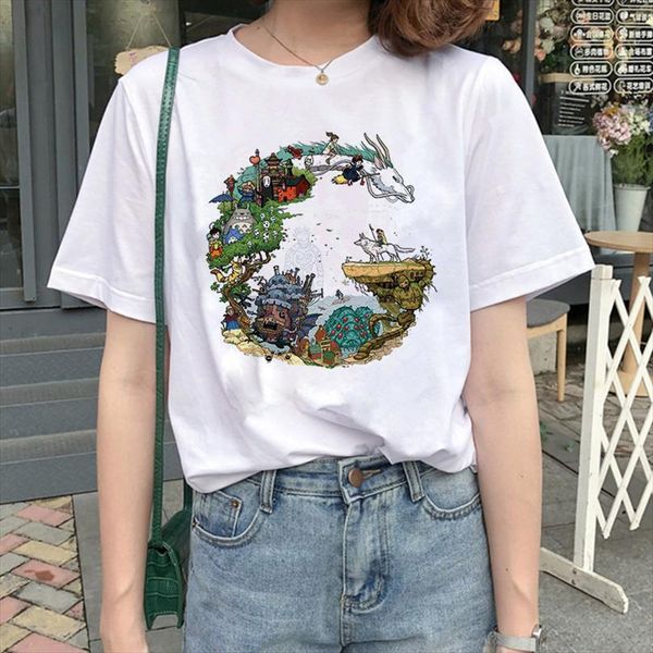 

totoro spirit away studio mens t shirt ghibli femme japanese cartoon anime men miyazaki hayao clothes female kawaii, White;black