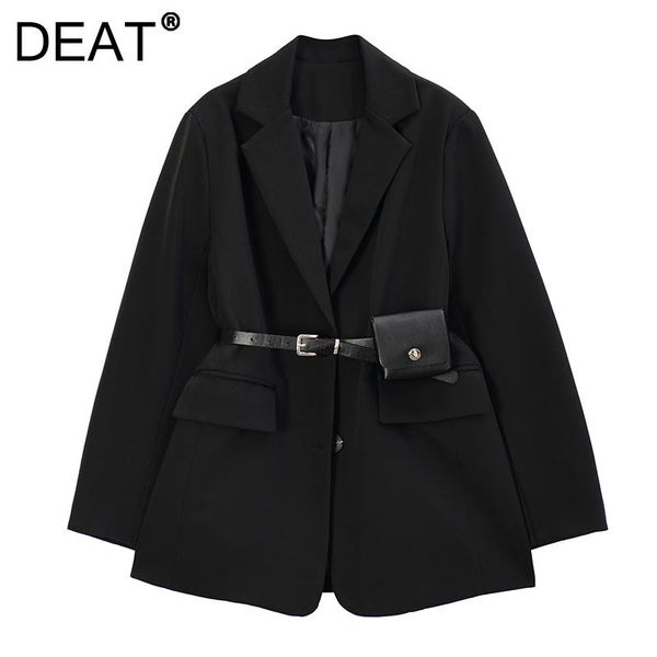 

women's suits & blazers [deat] 2021 autumn fashion tide long sleeve solid color single-breasted turn-down collar sashes loose blazer wo, White;black