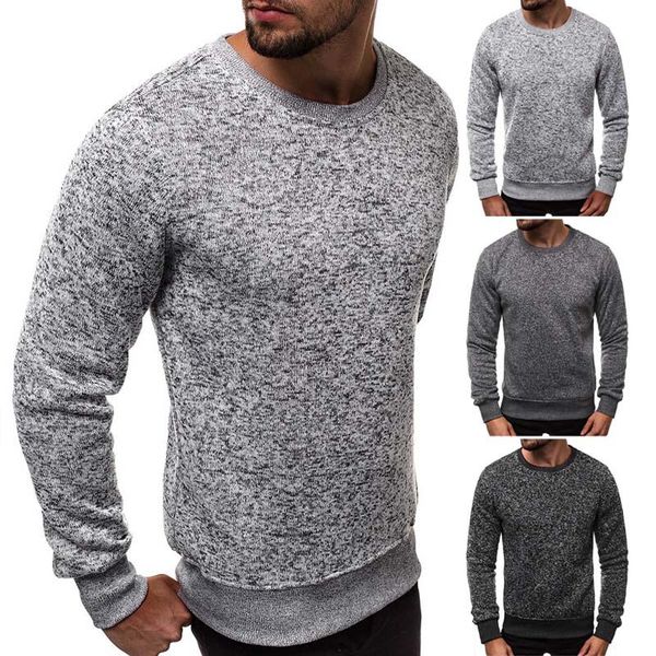 

gym clothing men spring autumn pullover sportswear round neck long sleeve loose slim sweatshirt solid color patchwork crewneck, White;black
